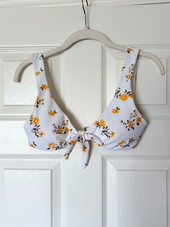 Hollister Other - White & Golden Yellow Floral Tie Bikini Top — Size Small